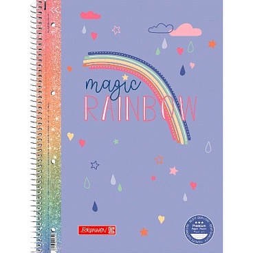 Тетрадь в линейку на пружине А4 Brunnen Колледж Premium Magic Rainbow, 90 гр/м2, 80 листов Голубой - 8